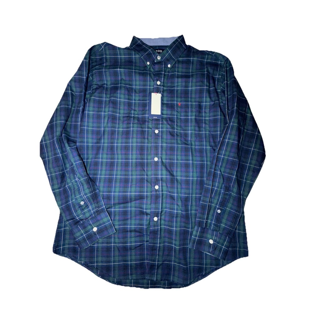 IZOD Men's LS Holiday Tartans Button-Up Long Sleeve Shirt L New